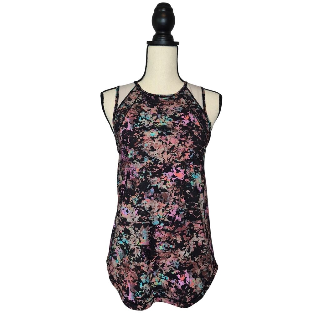 Lululemon Sculpt Tank Top Stencil Blossom Red Multi Abstract Floral Mesh Gym S